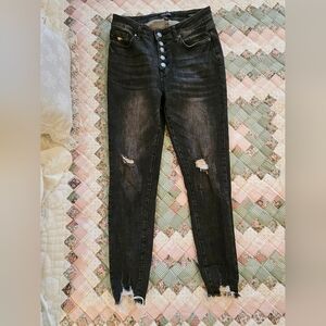 Judy Blue -Five Button-Black Skinny Fit -Distressed Jeans  - Size 5/27